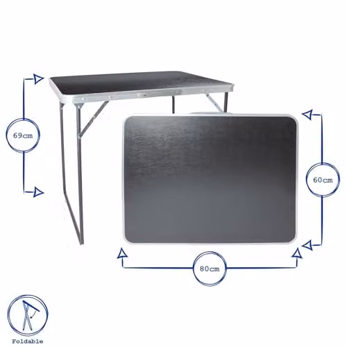 Harbour Housewares Folding Wood and Metal Table in Brown, W: 80 cm, D: 60 cm, H: 69 cm – 3
