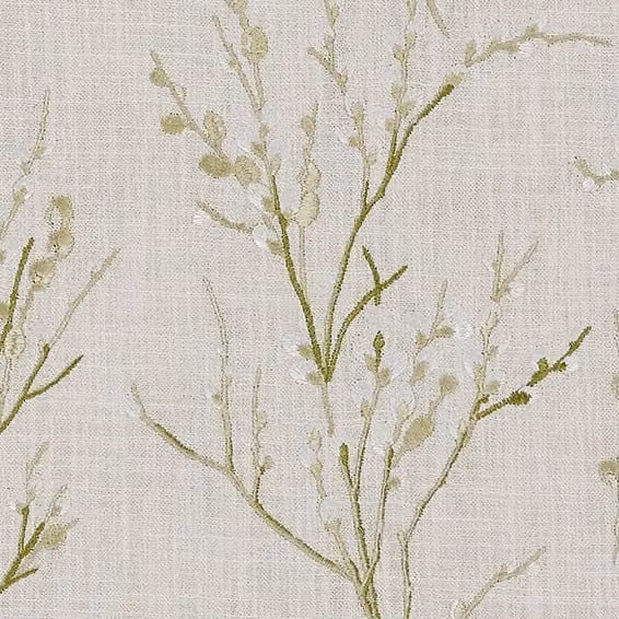 Laura Ashley Pussy Willow Embroidered Fabric Hedgerow in Multicolour and Beige