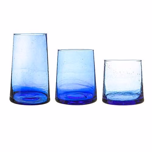 Nicola Spring Merzouga 18 Piece Blue Hand-Blown Glass Tumbler Set