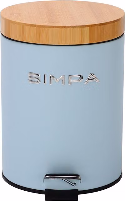 Simpa 5L Soft-Closing Pedal Dustbin with Bamboo Lid in Blue – 3