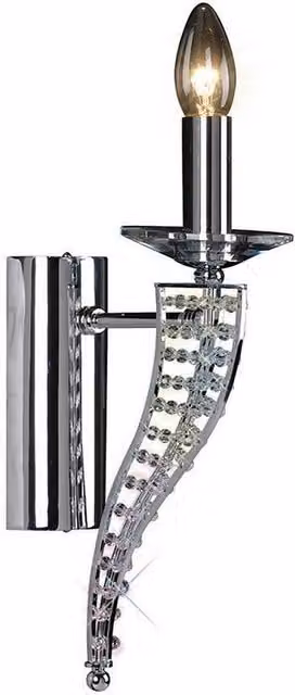 Netlighting Santo Wall Lamp with Grey Crystal and Polished Chrome Finish, E14