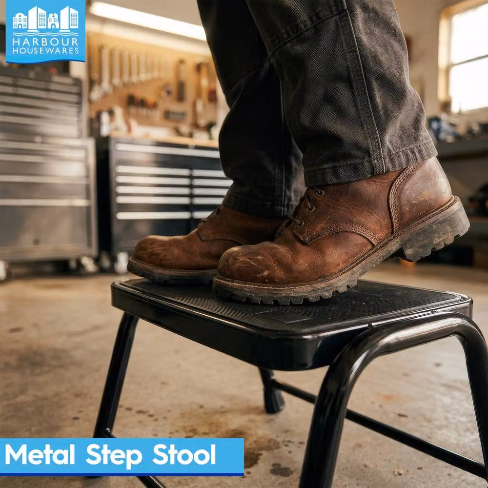 Harbour Housewares Black Steel Metal Step Stool – 2