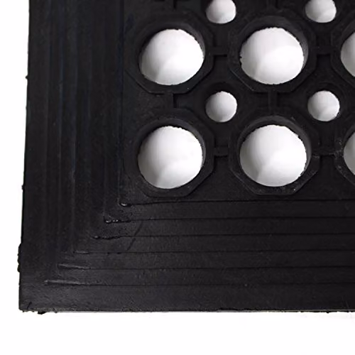 Actiasmat Heavy Duty Industrial Rubber Floor Mat with Drainage Holes, Black, W: 150 cm, D: 150 cm, H: 8 cm – 5