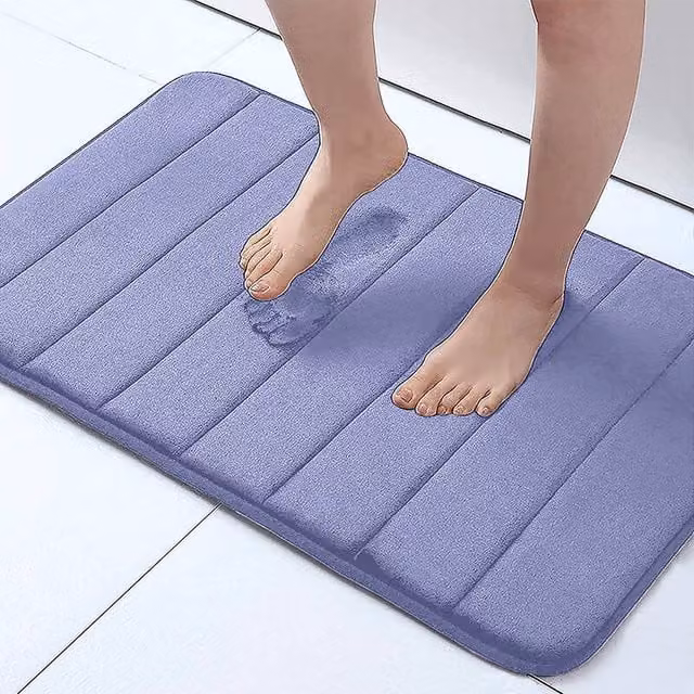YnysTec Non-Slip Memory Foam Bathroom Mat in Blue, W 60 cm x D 45 cm