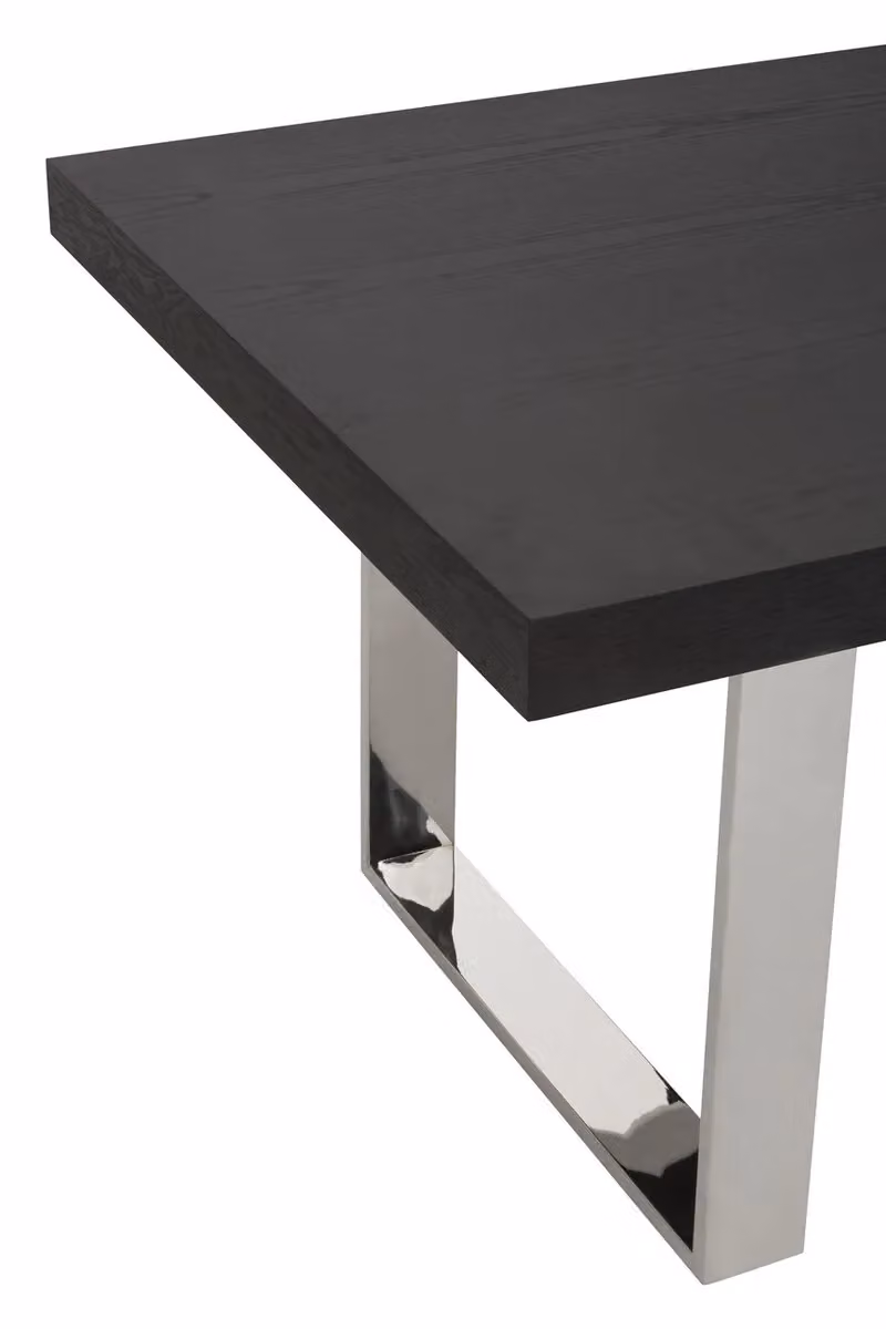Orsina Rectangular Industrial Dining Table in Black Wood and Metal, W/D/H: 200 x 76 x 76 cm – 4