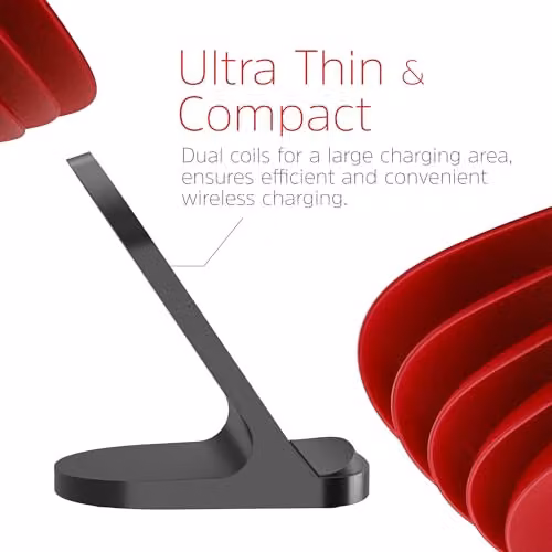 Energizer Black QI Wireless Charging Stand 15W Ultra-Thin Charging Pad with USB-C – 5