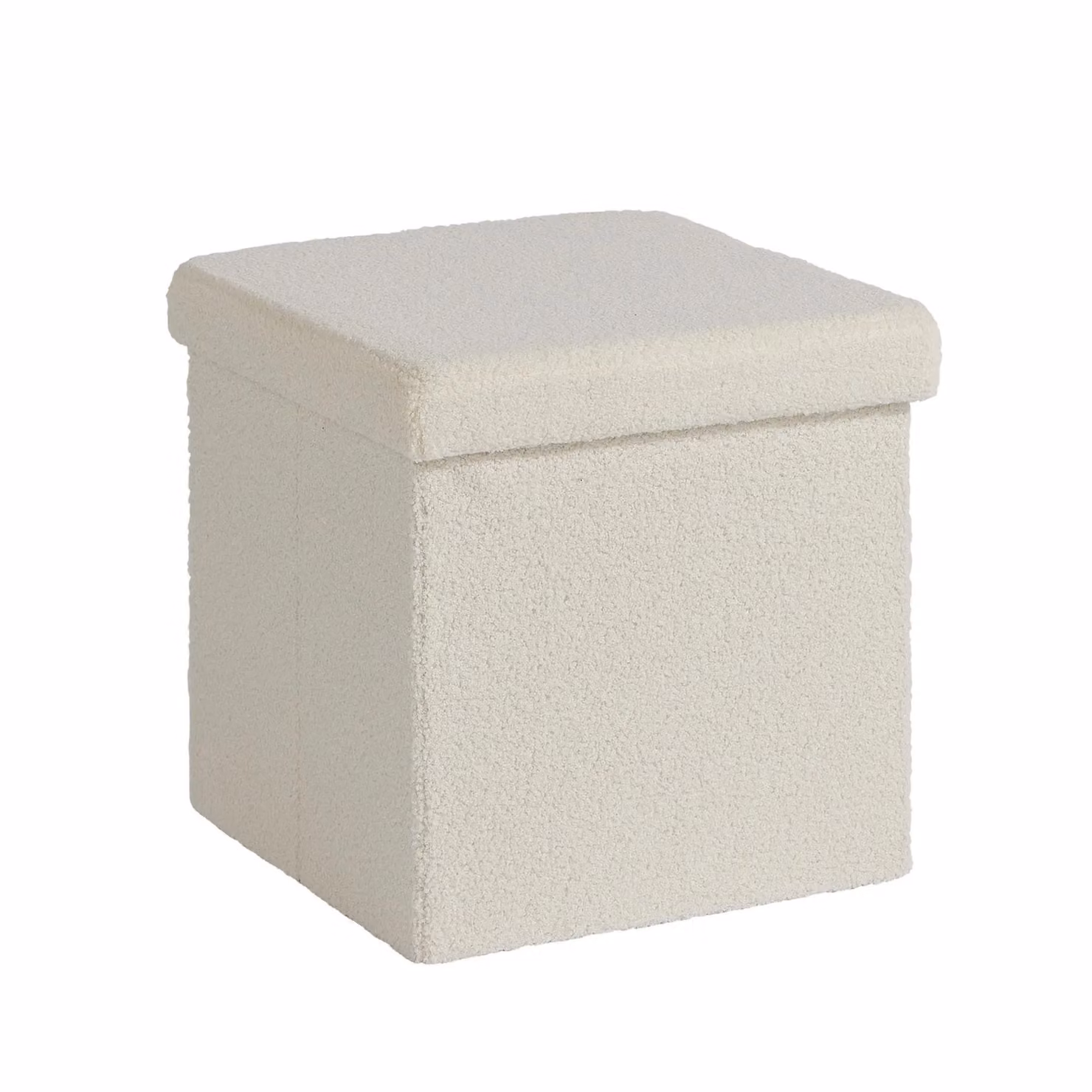 Home Source Folding Ottoman in Cream Boucle Fabric, W/D/H: 38 x 38 x 38 cm – 3