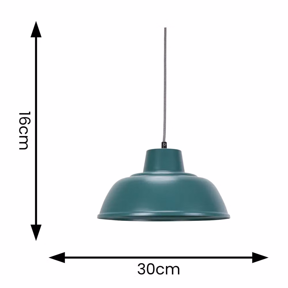 ValueLights Morris Metal Dome Hanging Pendant Ceiling Light in Blue and White – 2