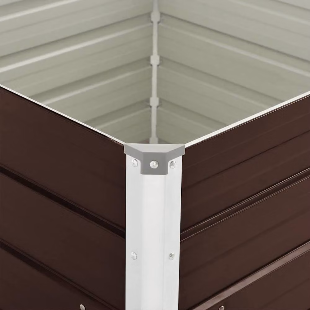 Berkfield Home Raised Garden Bed in Brown Galvanised Steel, W/D/H: 100 x 100 x 77 cm – 5