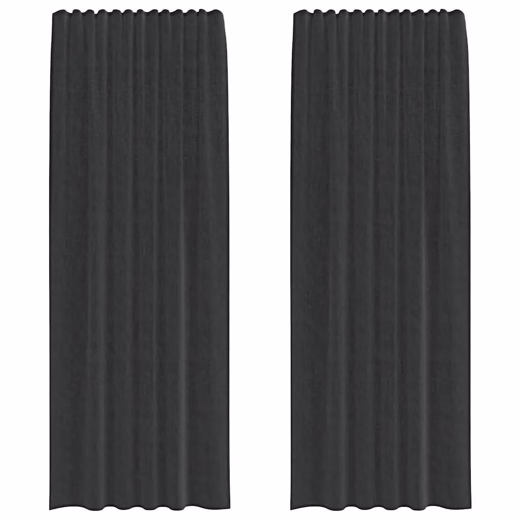Berkfield Home Black Transparent Voile Fabric Panel Curtains with Rod Pockets, 2 Pack – 2