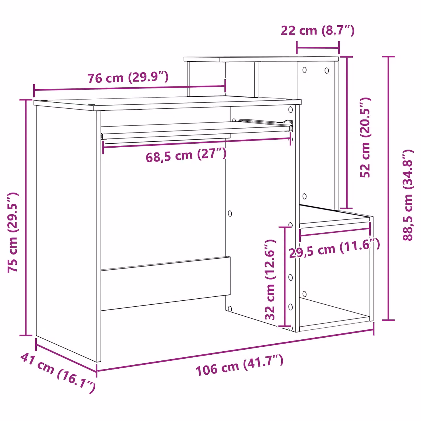 Berkfield Home Black Oak Computer Desk in Black Oak MDF – 9