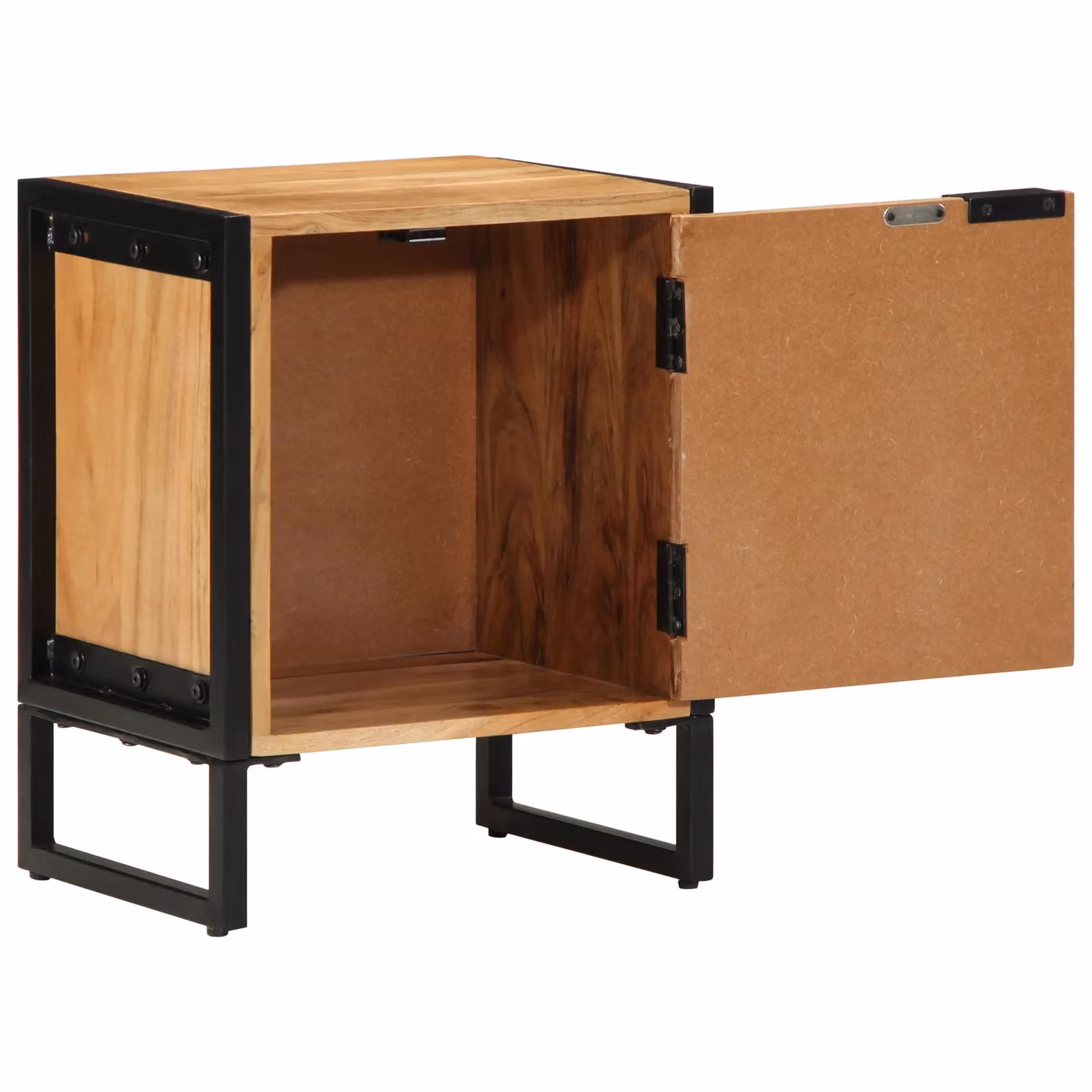 Berkfield Home Industrial Bedside Cabinet in Brown Acacia Wood and Metal, W/D/H: 40 x 30 x 50 cm – 2