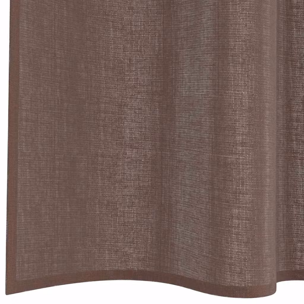 Berkfield Home Brown Transparent Voile Tab Top Curtains, 2 Pack – 4