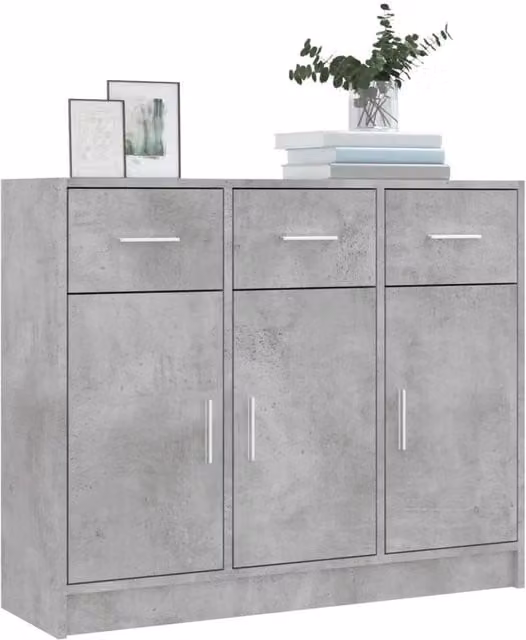 Berkfield Home Concrete Grey Sideboard in Engineered Wood W/D/H: 91 x 28 x 75 cm – 1