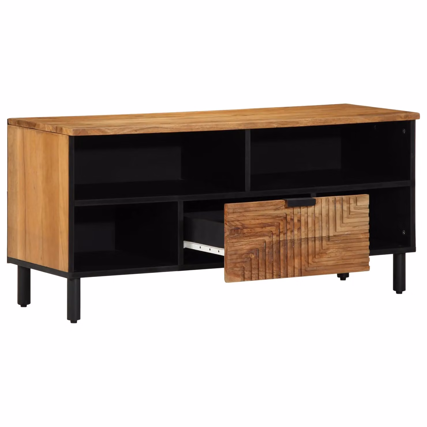 Berkfield Home Industrial Acacia Wood TV Cabinet in Brown, W/D/H: 100 x 33.5 x 46 cm – 2