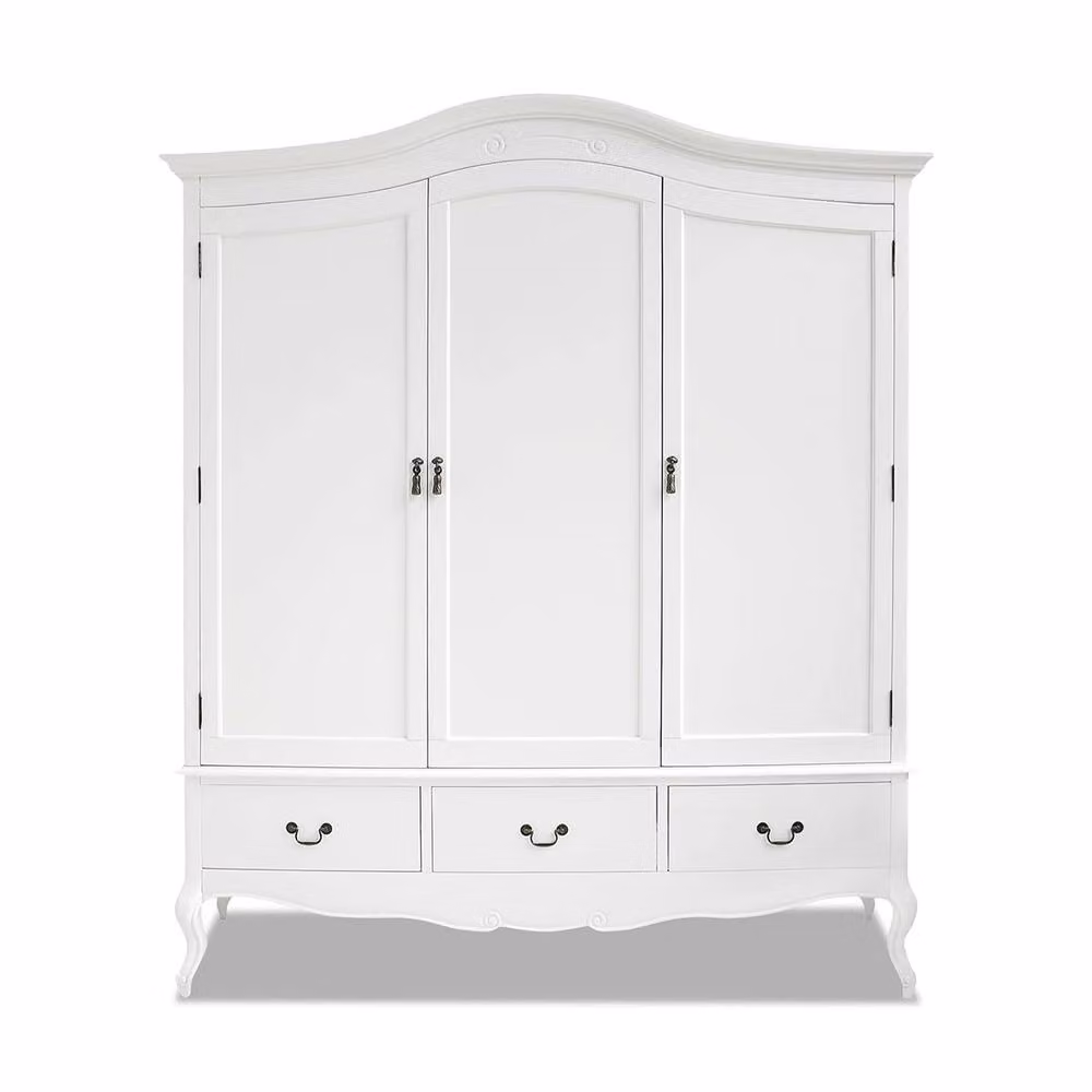 Statement Furniture Juliette White Triple Wardrobe in French Vintage Style with 3 Doors and 3 Drawers, W/D/H: 130 x 60 x 217 cm – 2