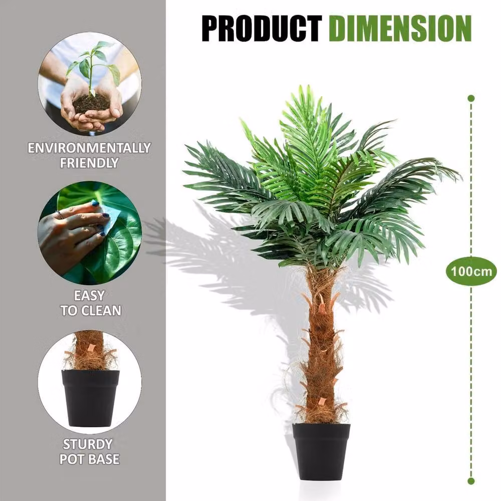 Havendro Artificial Green Mediterranean Palm Tree Tabletop Potted Plant Decor – 2