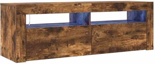 Berkfield Home Modern TV Cabinet with LED Lights in Smoked Oak Brown, W/D/H: 120 x 35 x 40 cm – 1