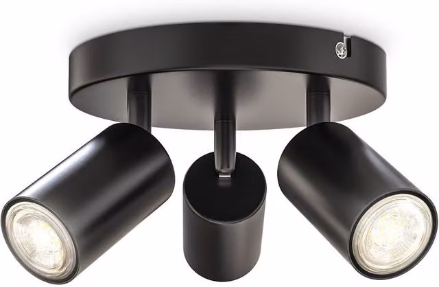B.K.Licht Black Metal Ceiling Spotlight with 3 Adjustable GU10 Sockets – 1