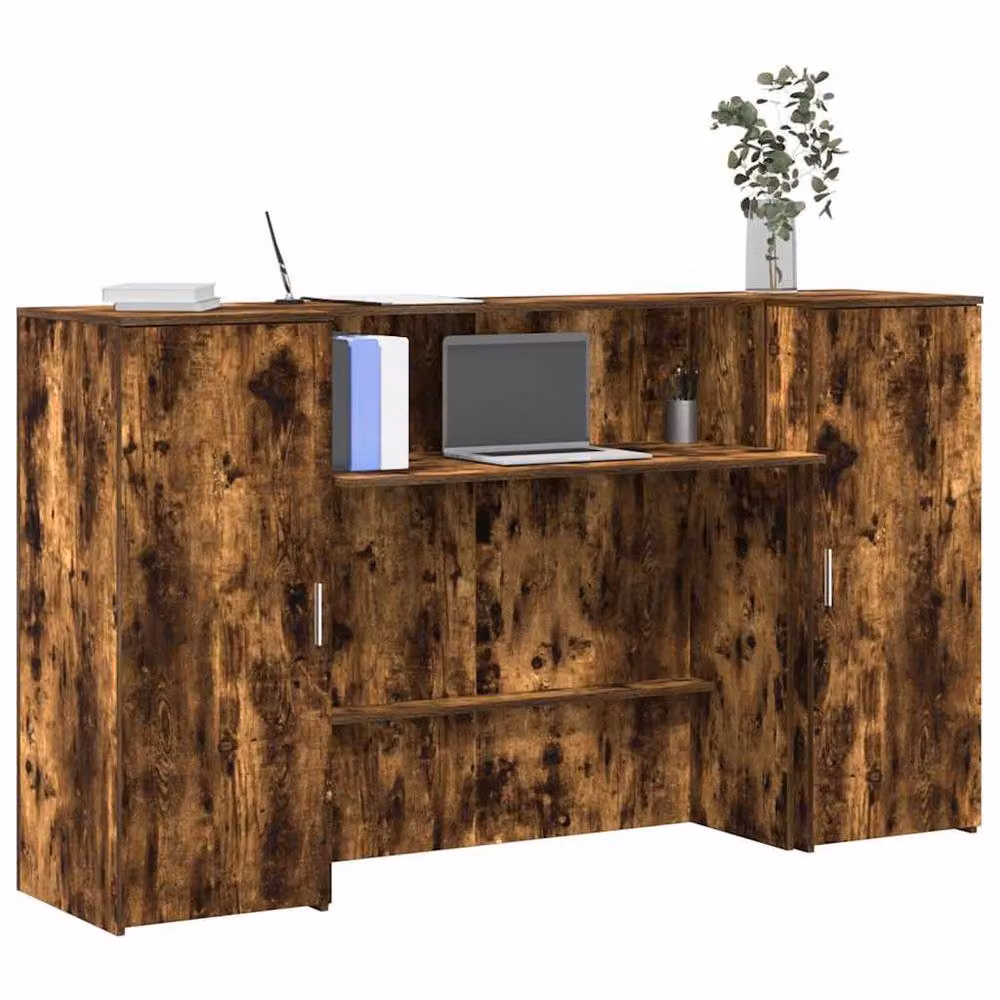 Berkfield Home Smoked Oak Reception Desk in Brown, W/D/H: 180 x 50 x 103.5 cm – 2