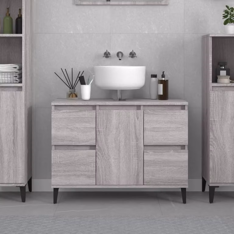 Berkfield Home Grey Sonoma Sink Cabinet W/D/H: 80 x 33 x 60 cm