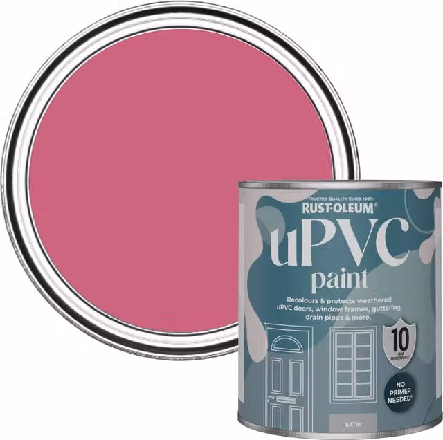 Rust-Oleum UPVC Paint in Satin Finish, Pink, 0.75 l