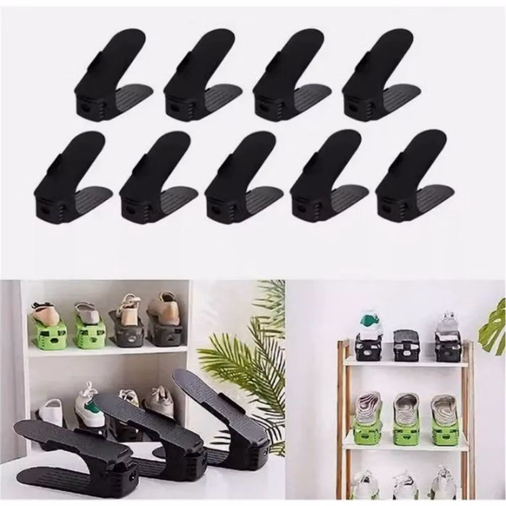 Nordara Black Adjustable 12-Slot Shoe Organiser Rack Space Saver – 4