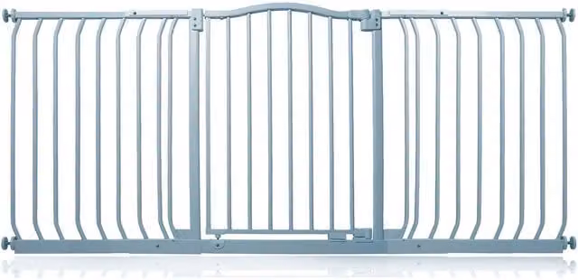 Safetots Curved Top No-Drill Extendable Safety Gate for Doors and Stairs in Grey, Width: 161 cm