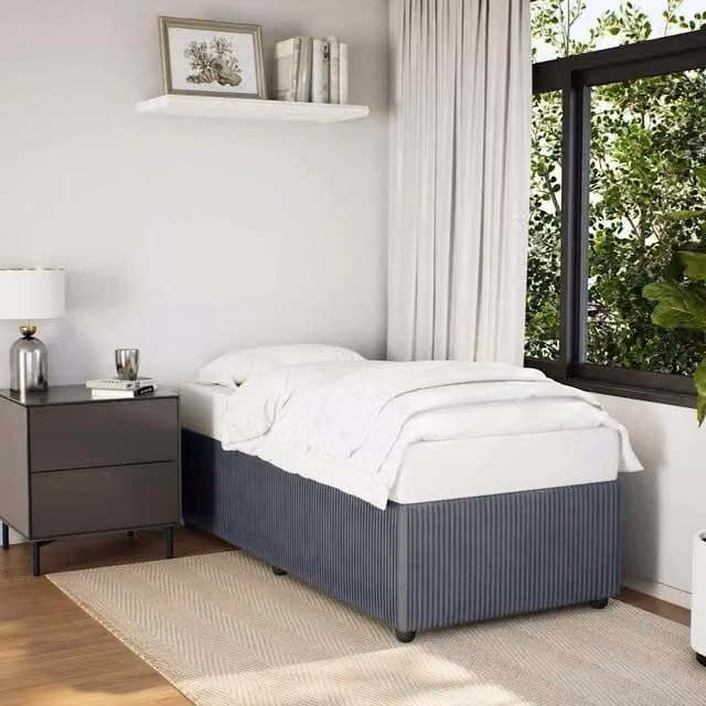 Berkfield Home Single Upholstered Velvet Bed Frame in Dark Grey, W/D/H: 90 x 200 cm