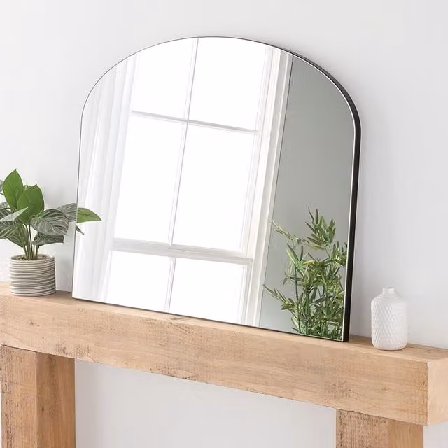 Yearn Simple Arched Plain Wall Mirror in Black