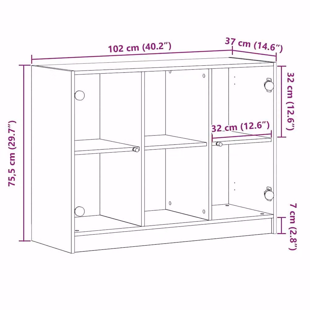 Berkfield Home Black Oak Sideboard in Engineered Wood, W/D/H: 102 x 37 x 75.5 cm – 6