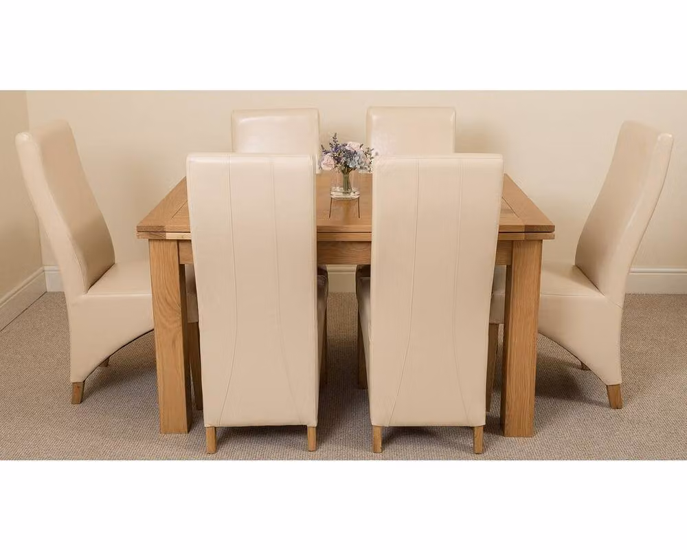 Thats Furniture Richmond Oak Extending Dining Table and 6 Lola Beige Leather Chairs – 2