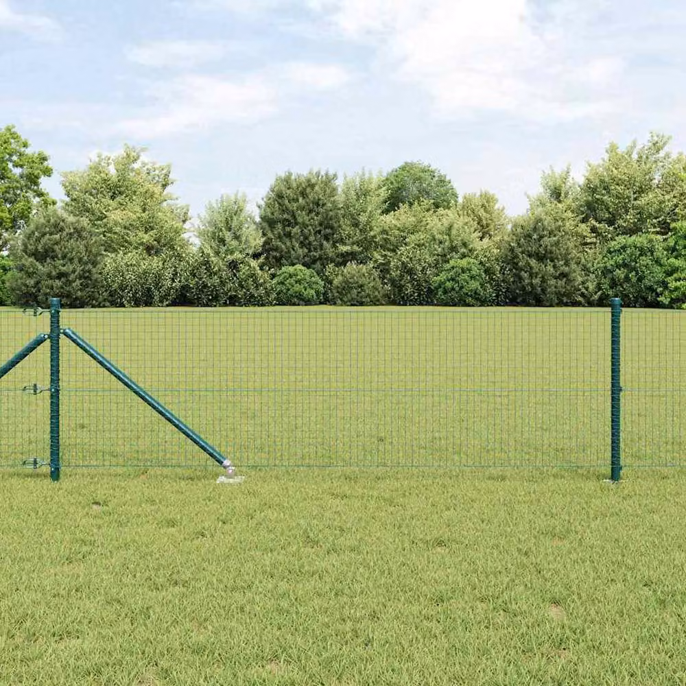 Berkfield Home Green Steel Welded Wire Fence with 13 In-Ground Spike Posts, W: 0.6 m, L: 50 m – 1