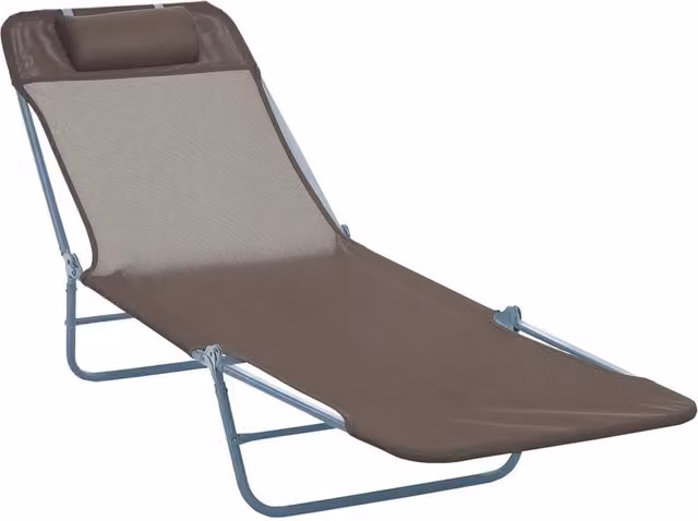 SPETLEK Grey Adjustable Reclining Sun Bed Outdoor Garden Lounger with Textilene Fabric and Adjustable Headrest – 1