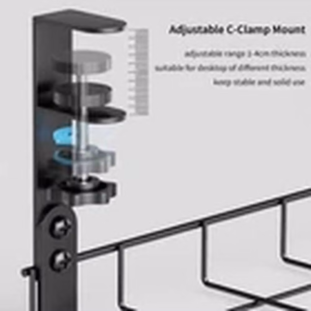 Havendro Black Metal Under Desk Cable Management Tray and Cord Holder for Office and Home – 4