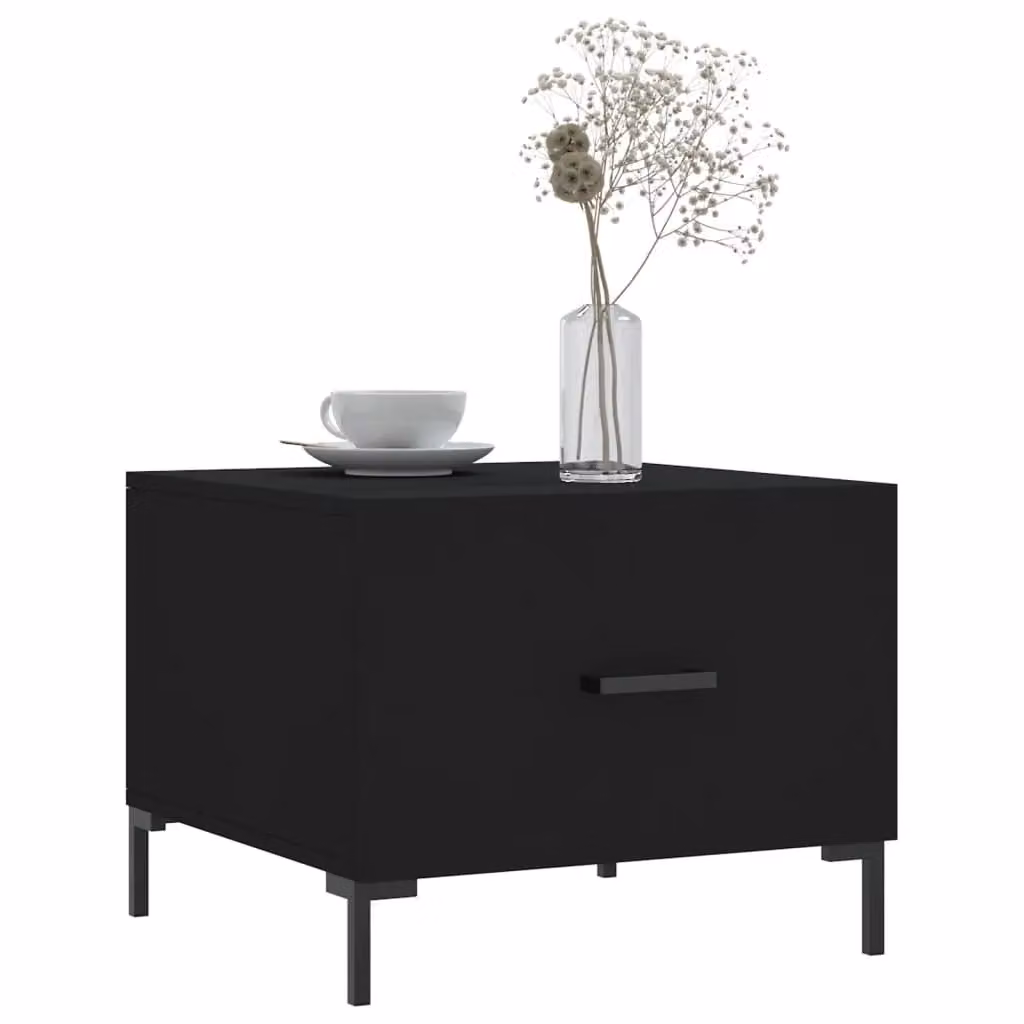 Berkfield Home Set of 2 Modern Black Square Coffee Tables in Engineered Wood, W/D/H: 50 x 50 x 40 cm – 3