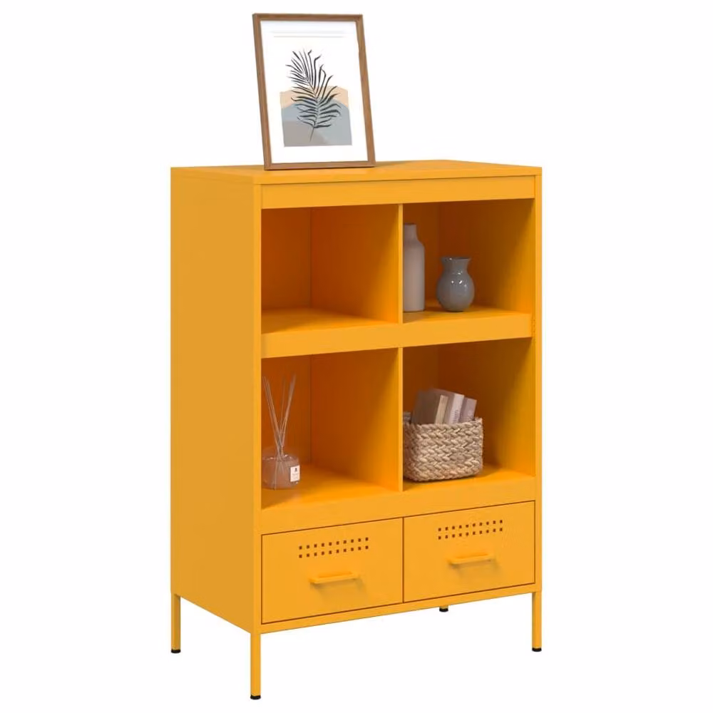 Berkfield Home Industrial Highboard in Mustard Yellow, W/D/H: 68 x 39 x 101.5 cm – 3