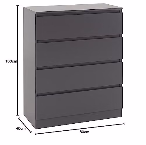 Seconique Malvern 4 Drawer Chest in Grey – 7