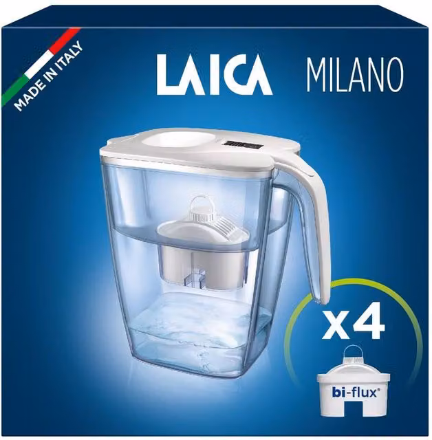 LAICA Big Milano Water Filter Jug with 4 Bi-flux Cartridges, 3.7 l, White – 1