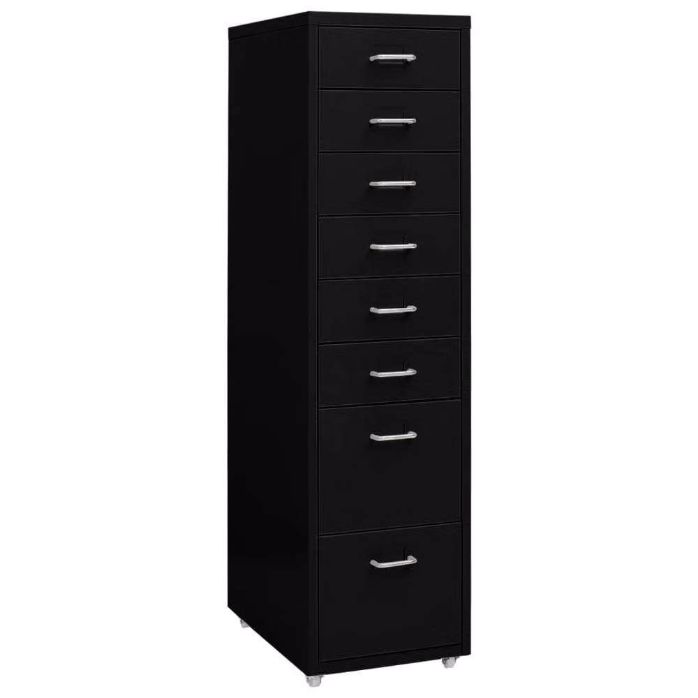Berkfield Home Mobile File Cabinet in Black Metal, W: 28 cm, D: 41 cm, H: 109 cm – 2