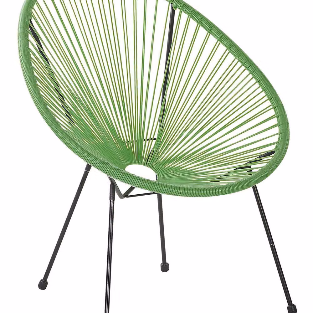 Wyld and Coco Green PE Rattan Papasan Modern Indoor Outdoor Accent Chair with Steel Frame – 2