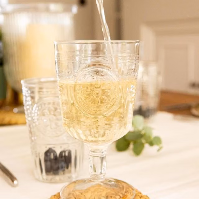 Bormioli Rocco Floral Wine Glasses, Transparent, 320 ml, Pack of 6