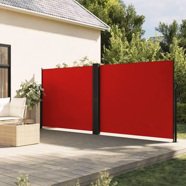 Berkfield Home Retractable Side Awning in Red, W/H: 1200 x 160 cm – 1