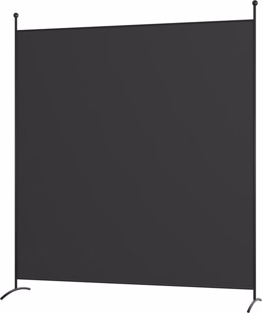 COSTWAY Minimalist Single Panel Metal Room Divider in Matt Black, H: 185 cm x W: 180 cm