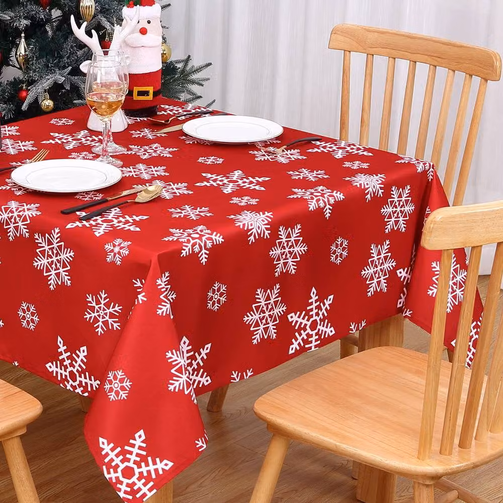 London Boutique Red Christmas Snowflake Design Polyester Washable Tablecloth – 2