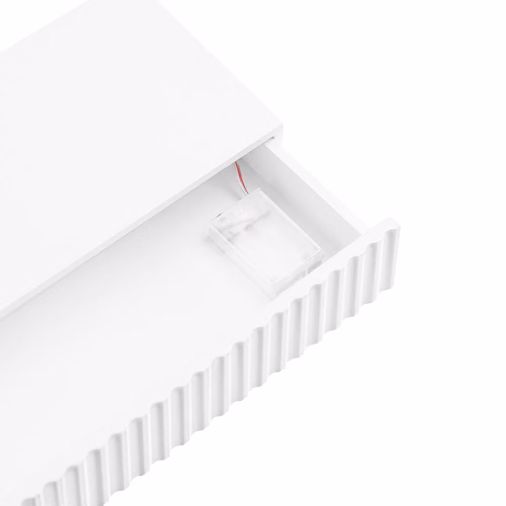SoBuy Minimalist White Floating Wall Shelf with Drawer and LED Light – 2