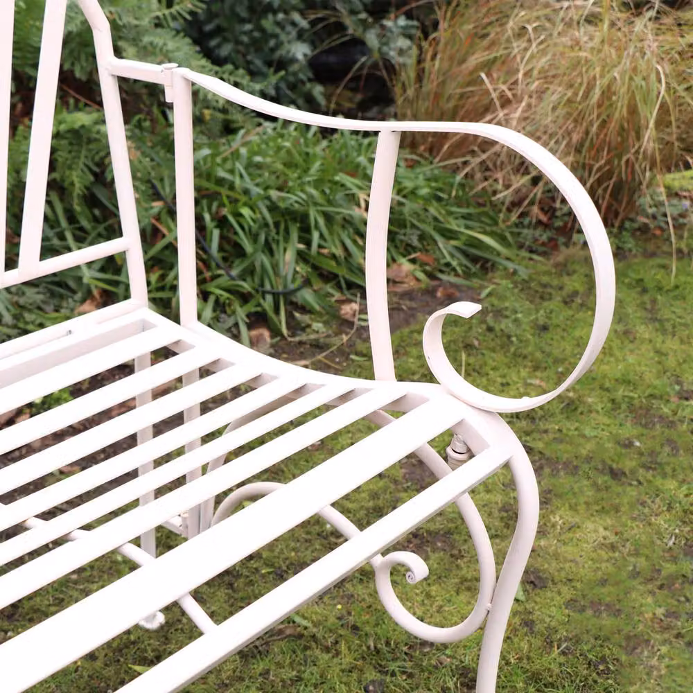 Melody Maison Ornate Pink Metal Painted Garden Chair, Height: 62 cm – 2