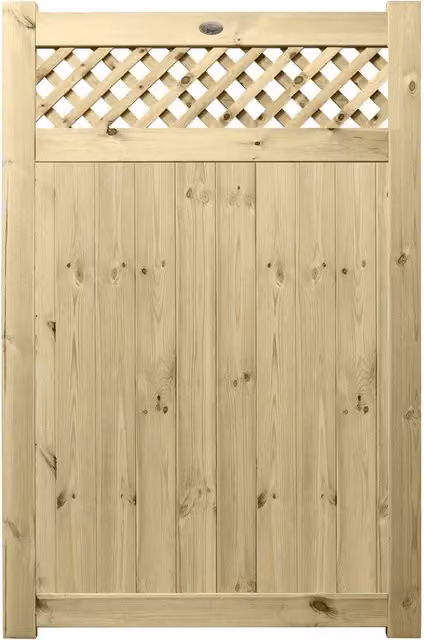Premier Garden Supplies URBAN Interlocked Tongue Groove Pressure Treated Garden Gate with Diamond Trellis Top, W: 120 cm, H: 180 cm