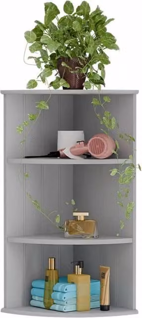 FORGEVIO 3 Tier Corner Shelf Unit Organiser Rack in Grey