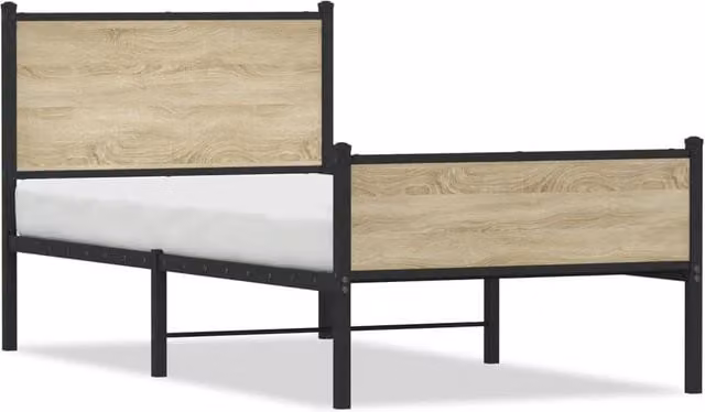 Berkfield Home Metal Bed Frame in Sonoma Oak Brown, Small Single, W: 75 cm x L: 190 cm – 1